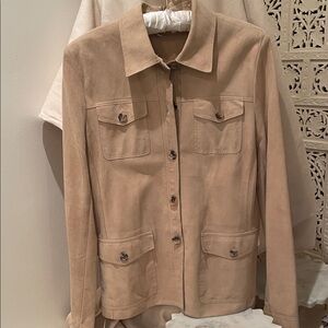 Theory Beige Suede Utility Jacket